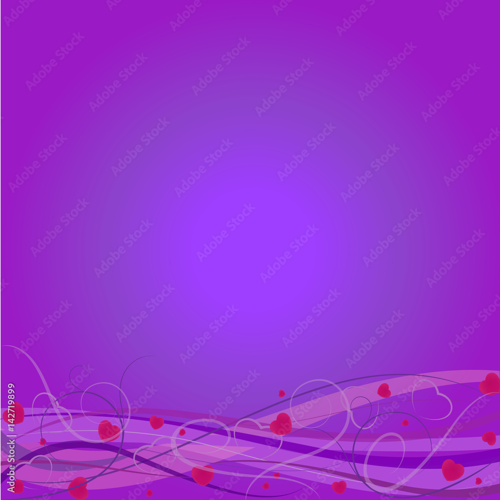 Background-Purple with Hearts and Swirls