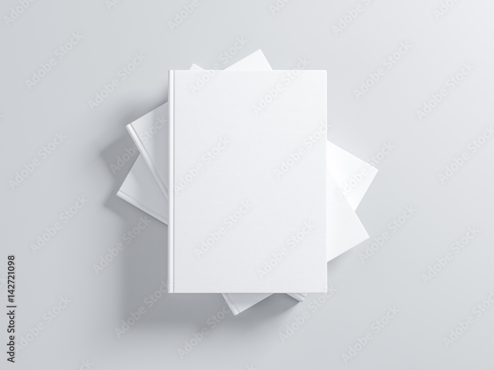 Three White Books mockup with hard textured cover, 3d rendering Three White Books mockup with hard textured cover, 3d rendering