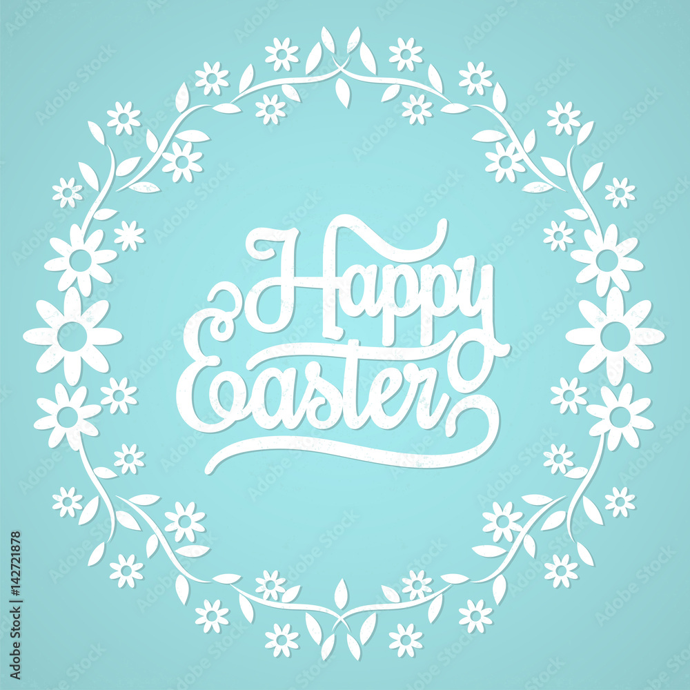 Happy Easter On The Blue Background Happy Easter On The Blue Background