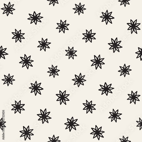 Vector seamless freehand pattern. Abstract background with floral brush strokes. Hand drawn texture
