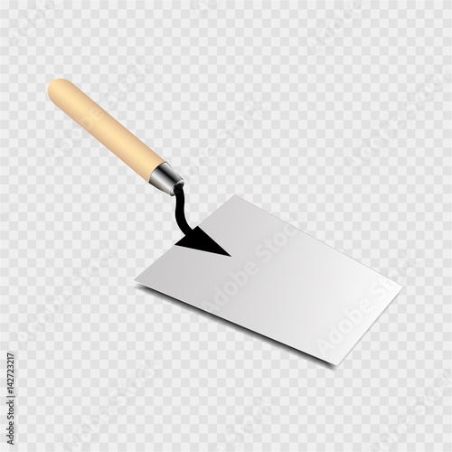 Trowel with yellow handle icon on a transparent background