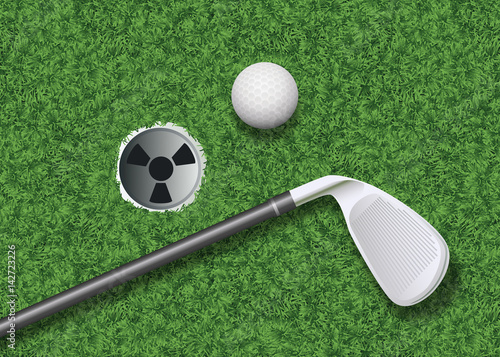 Golf - fond - terrain de golf - Trou - Club de golf - balle de golf - vue du dessus