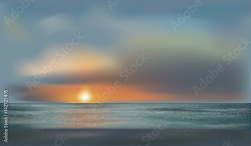 Beautiful  sunset sea  vector illustration