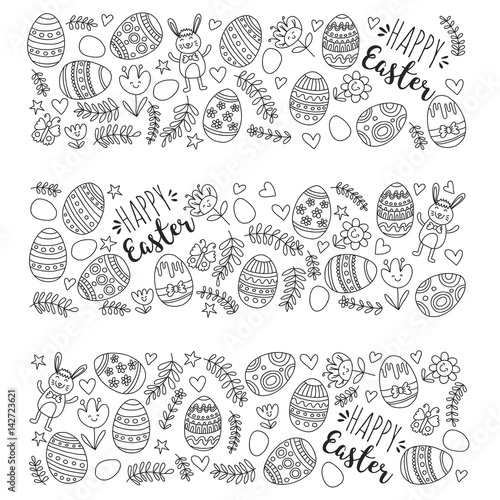 Wallpaper Mural Vector pattern for Easter Eggs, flowers, bunny Happy easter pattern Coloring page Torontodigital.ca