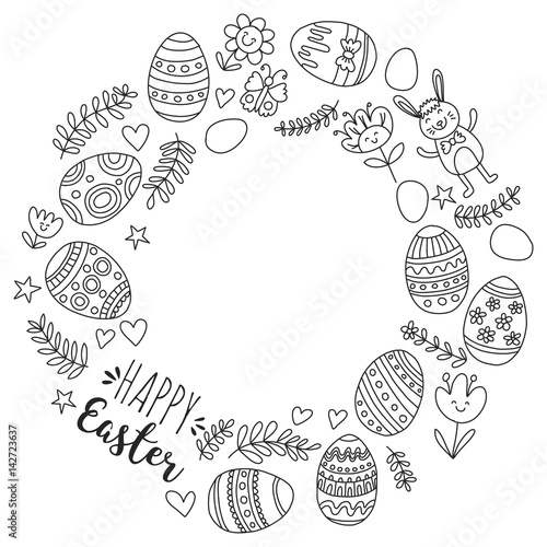 Wallpaper Mural Vector pattern for Easter Eggs, flowers, bunny Happy easter pattern Coloring page Torontodigital.ca