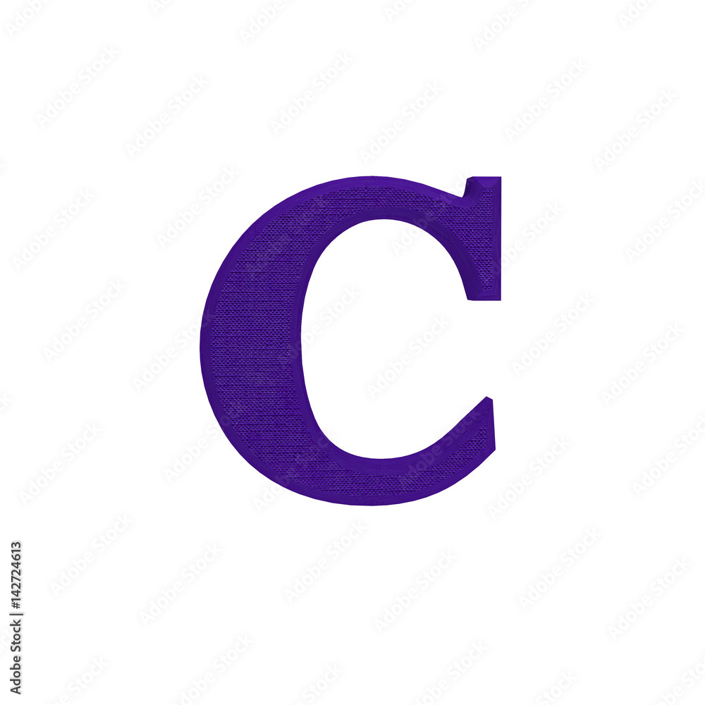 Letter C made of cloth, tissue texture, 3d illustration. Letter C made of cloth, tissue texture, 3d illustration.