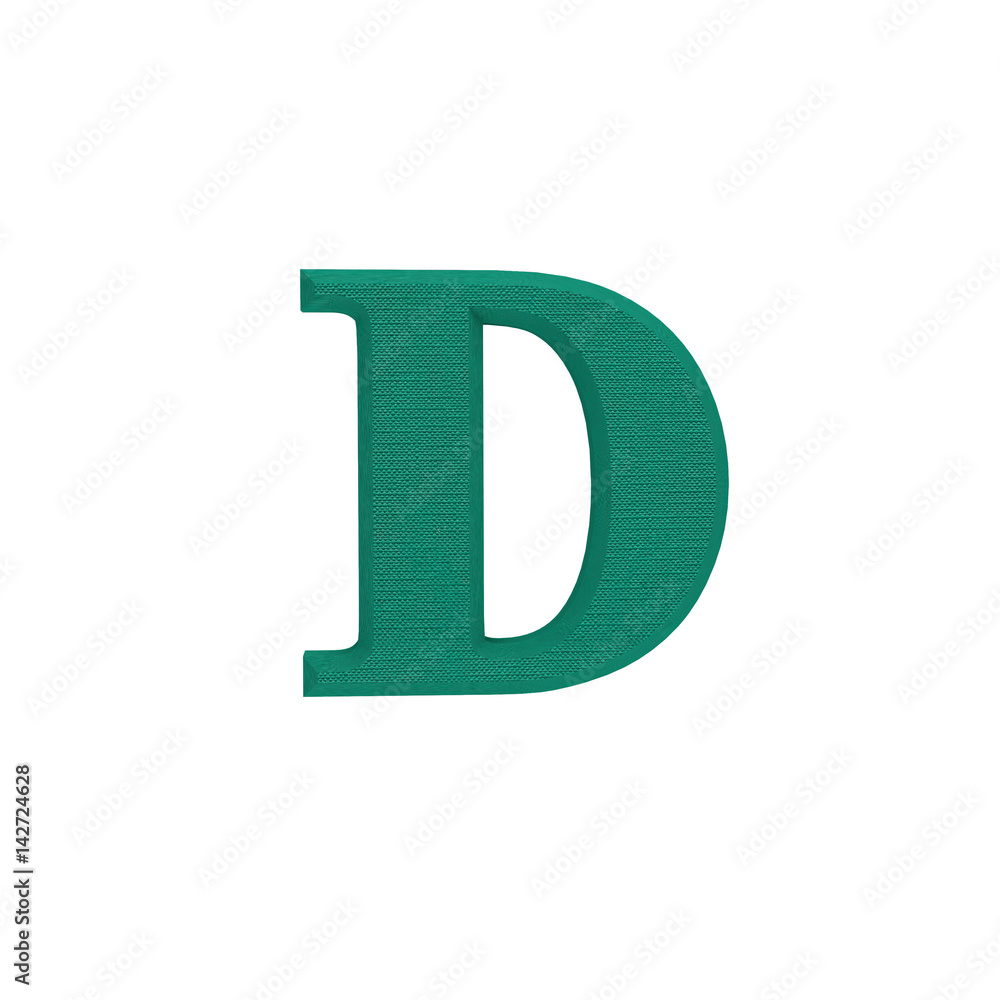 Letter D made of cloth, tissue texture, 3d illustration. Letter D made of cloth, tissue texture, 3d illustration.