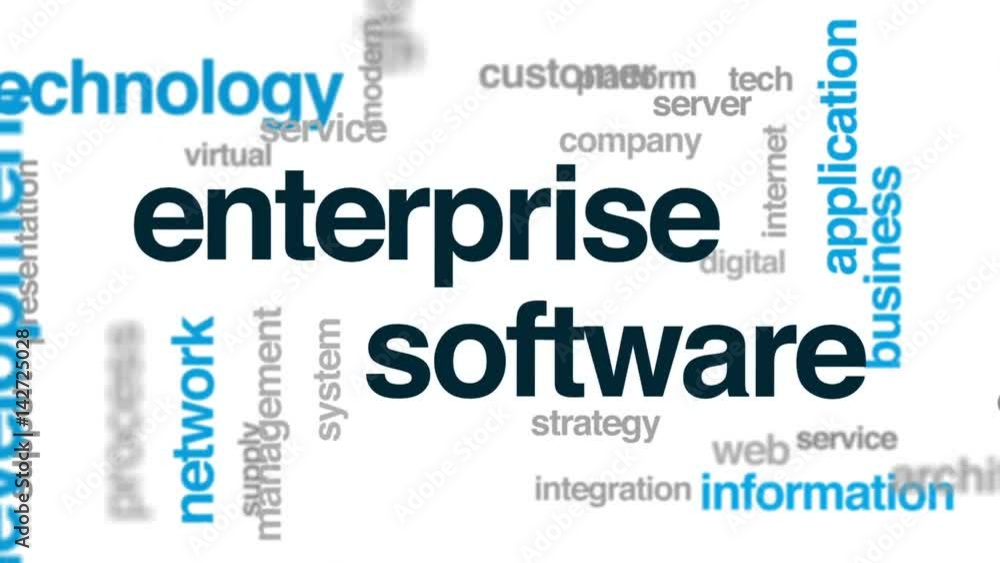 Enterprise software animated word cloud, text design animation. Enterprise software animated word cloud, text design animation.