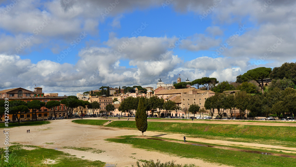 Circus Maximus panorama with beautiful clouds