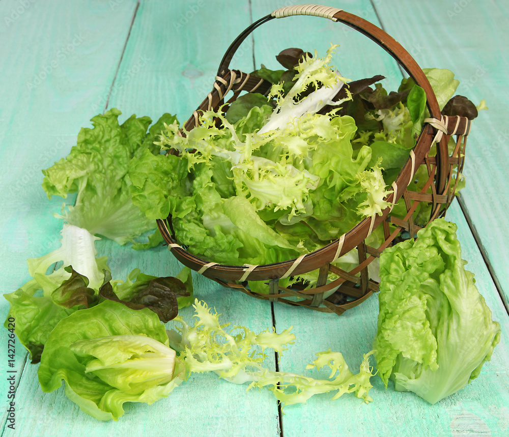 Différentes variétés de feuilles de salades Stock Photo Adobe Stock — free download