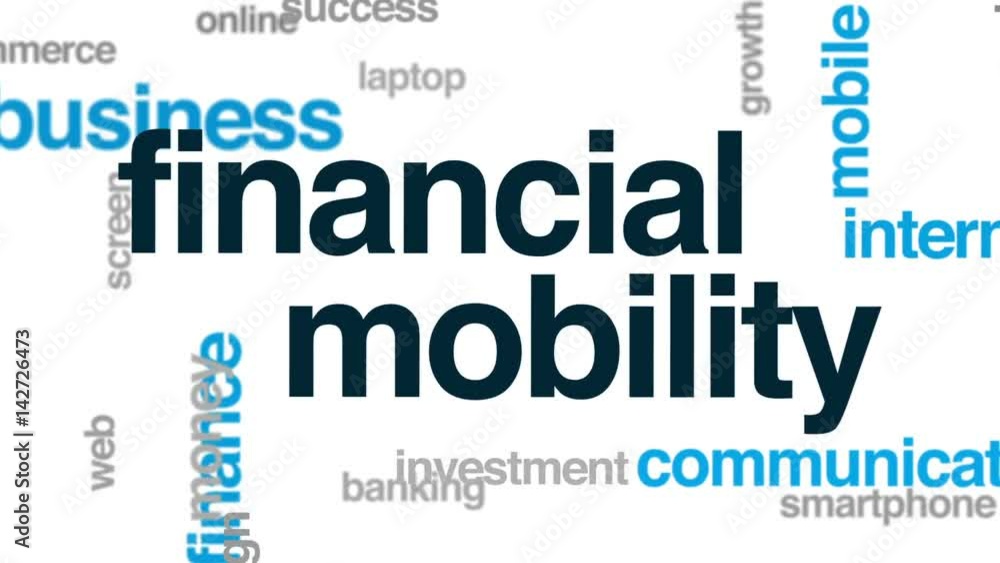 Financial mobility animated word cloud, text design animation. Financial mobility animated word cloud, text design animation.