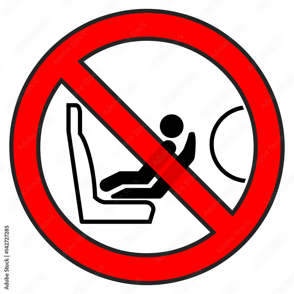 srr205 SignRoundRed - prohibition sign - asnr2 AirbagSignNewRound asnr - Child restraint - Never use a rearward facing child restraint on a seat protected by an active airbag in front of it - g5158 srr205 SignRoundRed - prohibition sign - asnr2 AirbagSignNewRound asnr - Child restraint - Never use a rearward facing child restraint on a seat protected by an active airbag in front of it - g5158