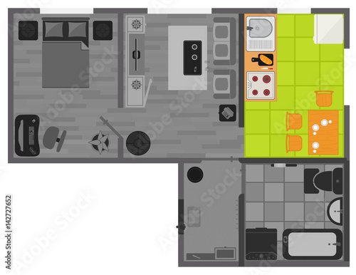 concept interior flat design on top view
