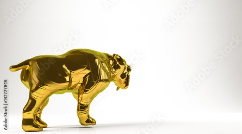 golden 3d rendering of a tiger isolated on white