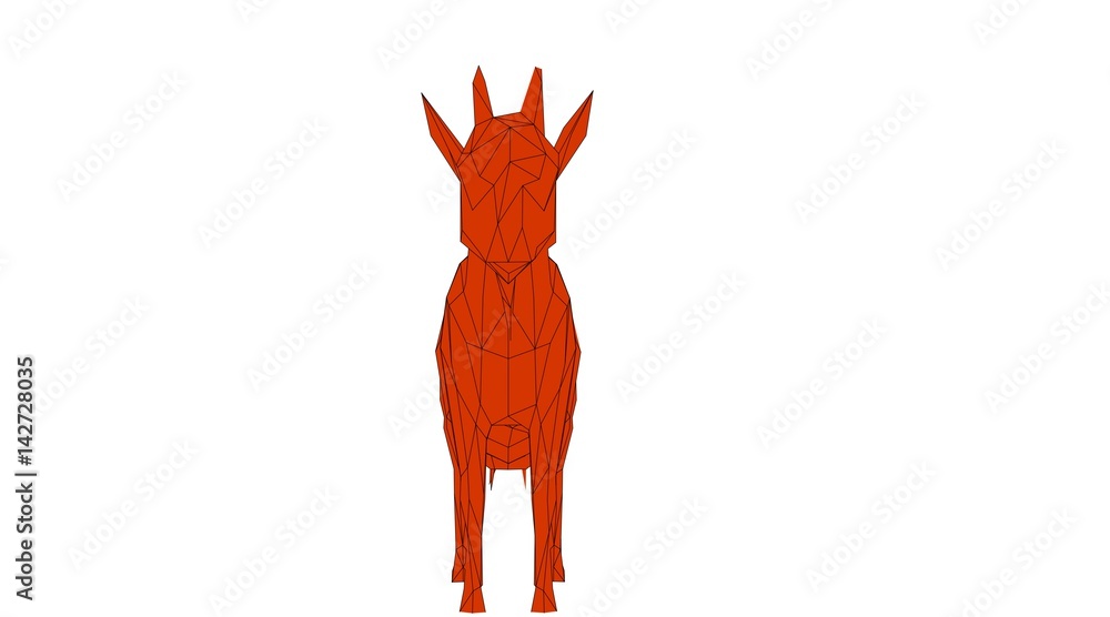 Fototapeta premium outlined animal isolated on white 3d rendering