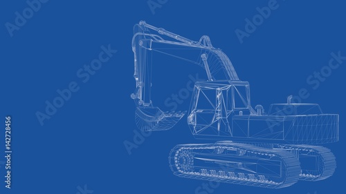 3d rendering of an outlined digger
