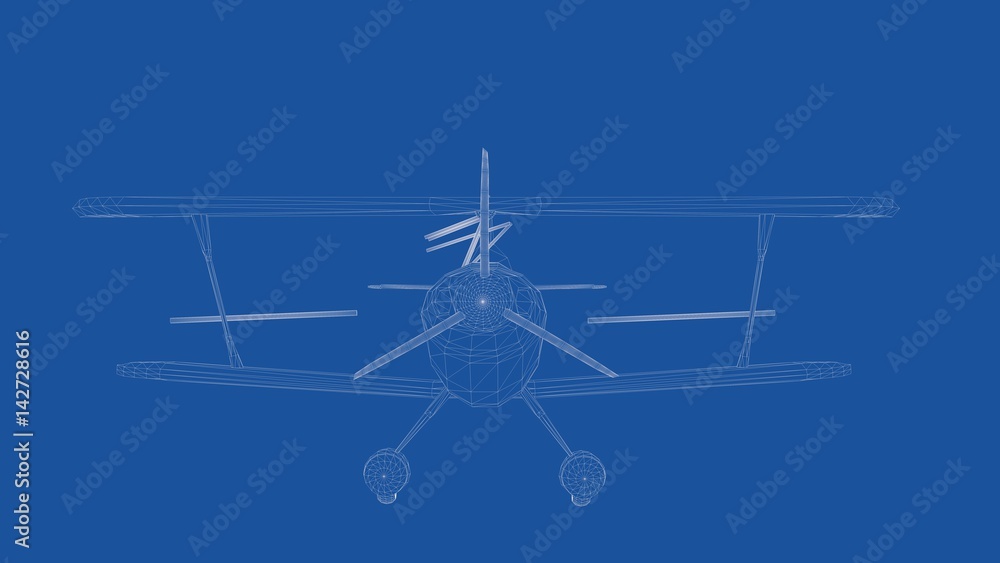 3d rendering of an outlined airplane