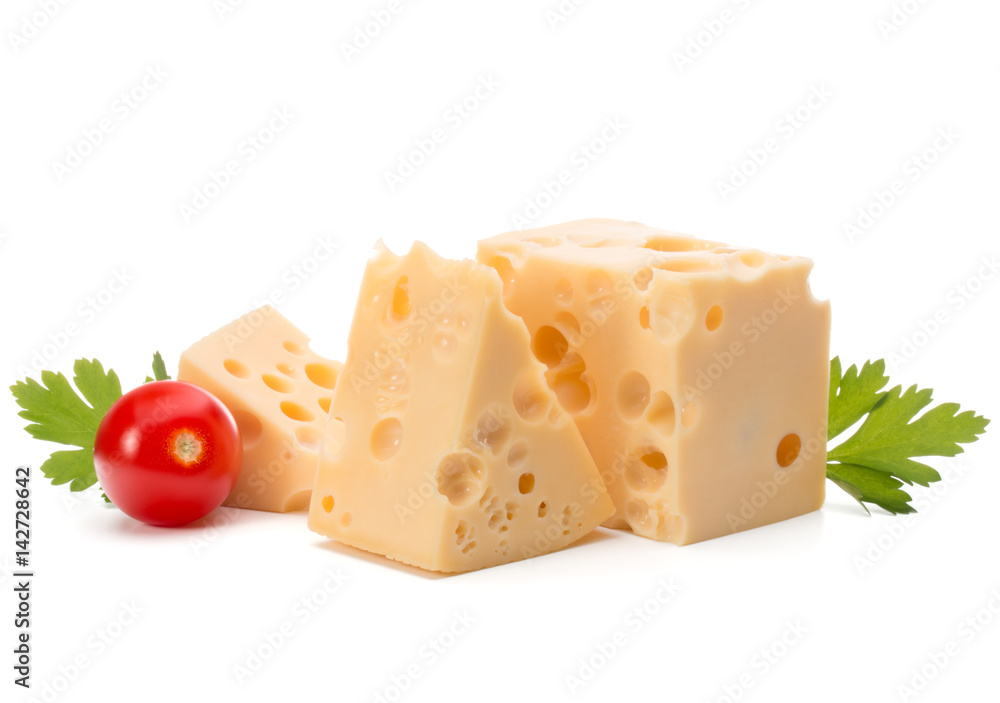 Cheese block isolated on white background cutout Cheese block isolated on white background cutout