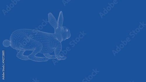 3d rendering of an outlined rabbite photo