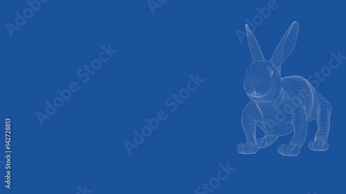3d rendering of an outlined rabbite