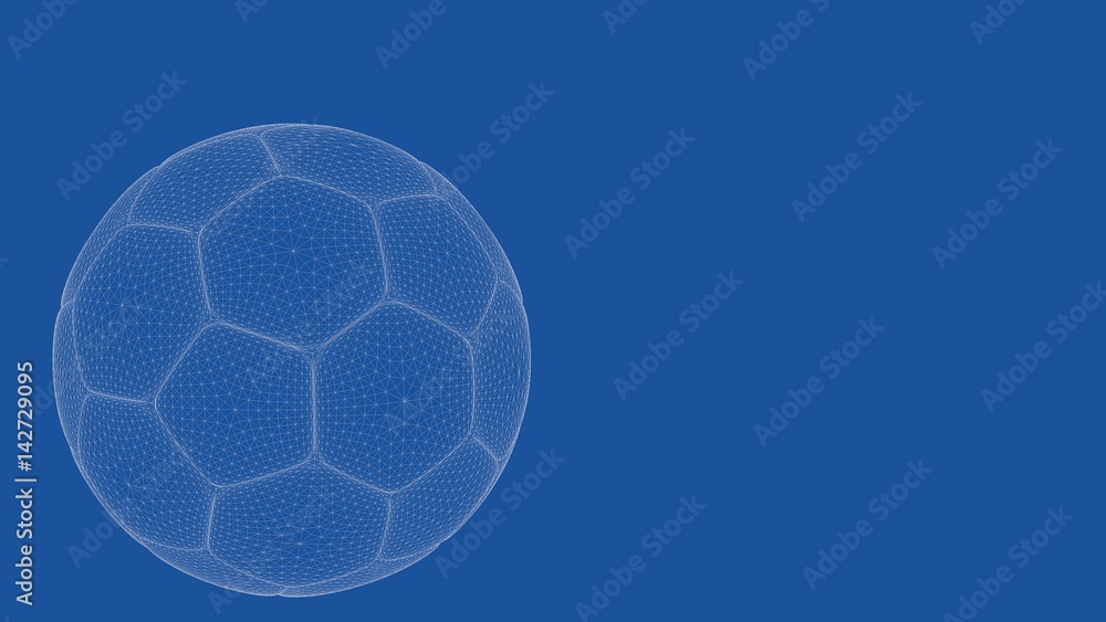 3d rendering of an outlined foot ball 3d rendering of an outlined foot ball