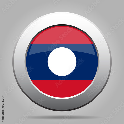 Flag of Laos. Shiny metal gray round button. Free Download Flag of Laos. Shiny metal gray round button. - GFXLoad
