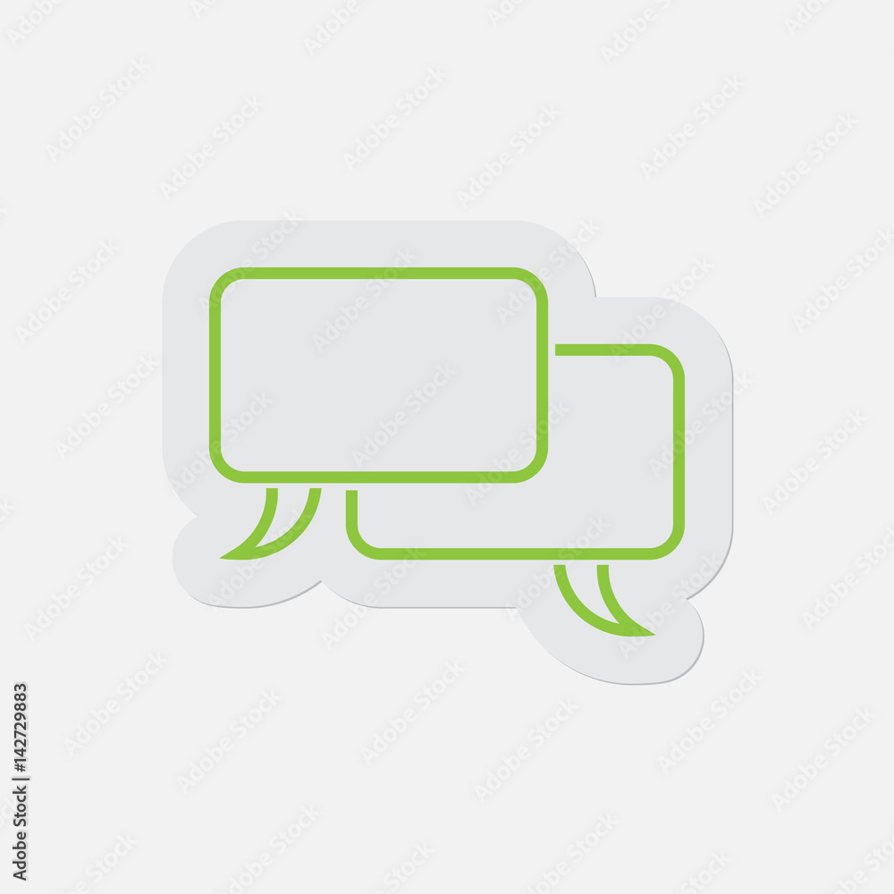 simple green icon, two outline speech bubbles simple green icon, two outline speech bubbles