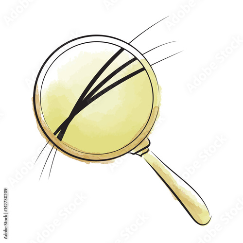 graphic design editable for your design, hand drawn tiny hairs under magnifier isolated on white background. Vector Illustration.