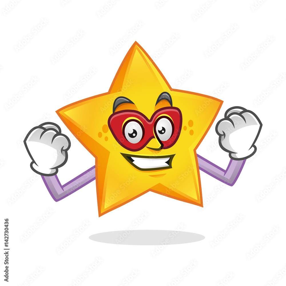 Superhero star mascot, superhero star character, star cartoon vector