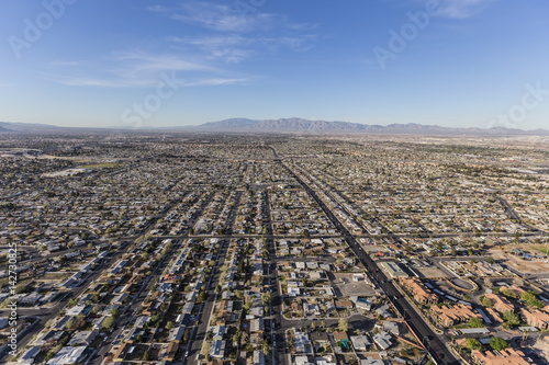Aerial view of sprawling communities in Las Vegas, Nevada.