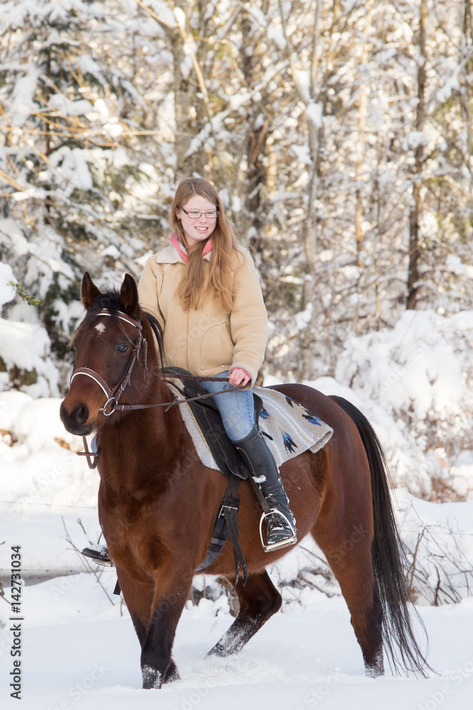 Fototapeta premium Winter horseback riding
