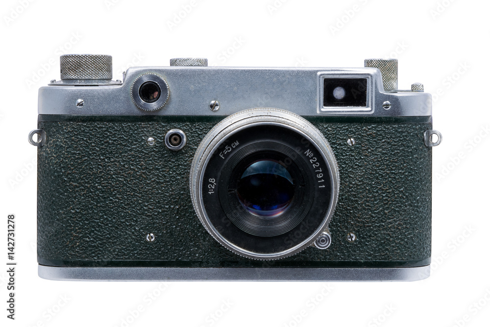 Retro soviet film photographic camera isolated on white background Retro soviet film photographic camera isolated on white background