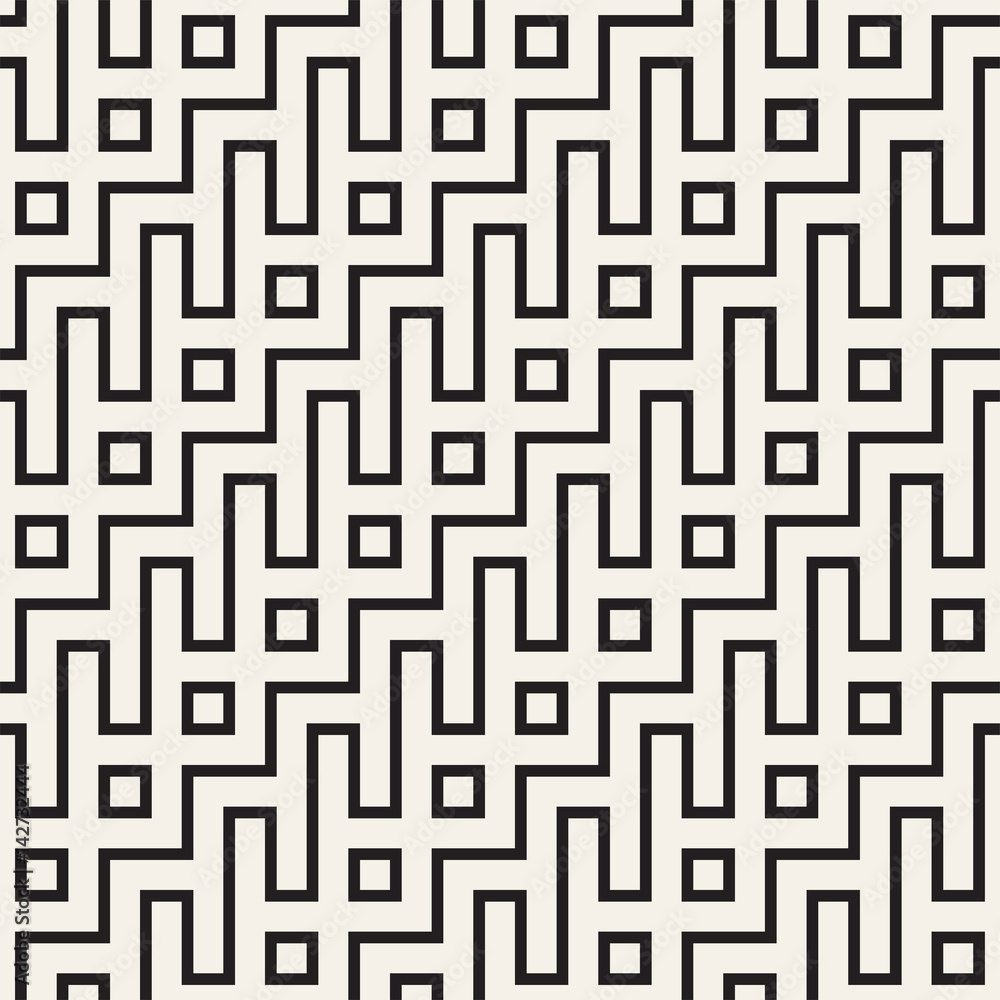 Maze Tangled Lines Contemporary Graphic. Abstract Geometric Background Design. Vector Seamless Pattern.