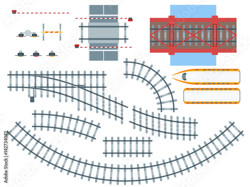 Flat Railway Elements Set