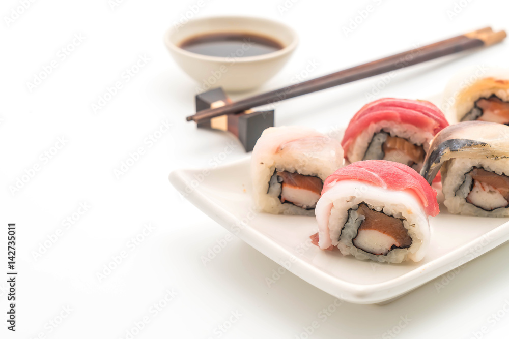 mixed sushi roll - japanese food style mixed sushi roll - japanese food style