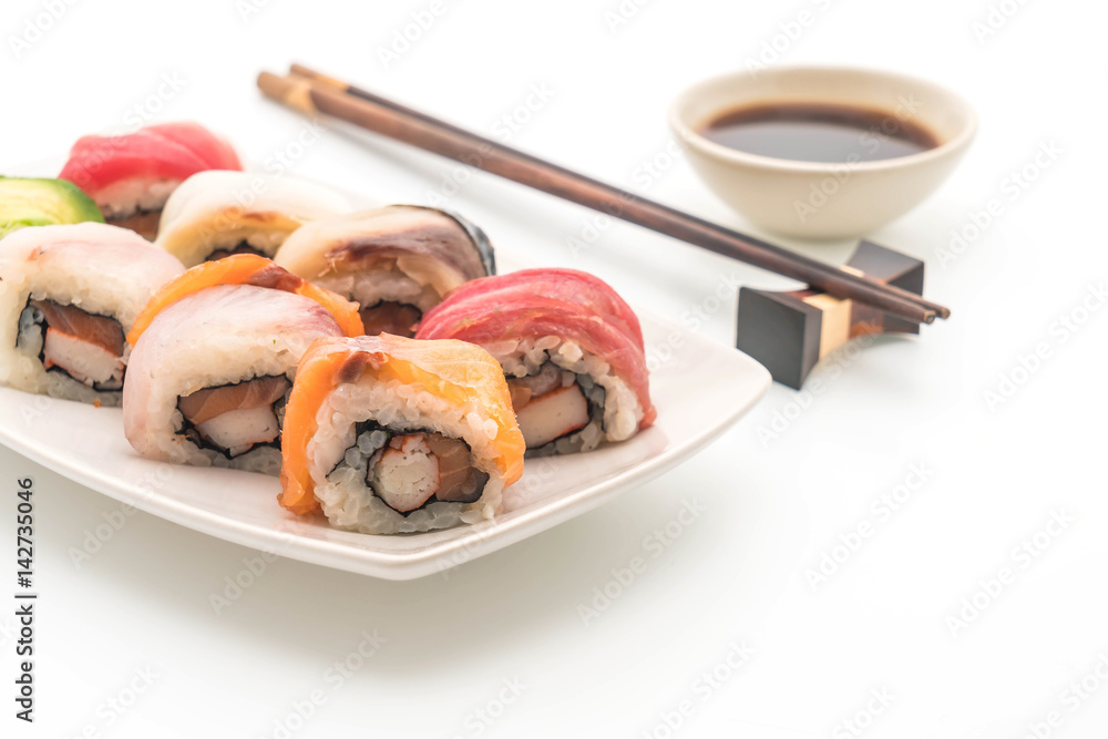 Fototapeta premium mixed sushi roll - japanese food style