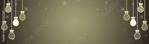 Easter elegant banner with white and gold easter eggs on gradient background