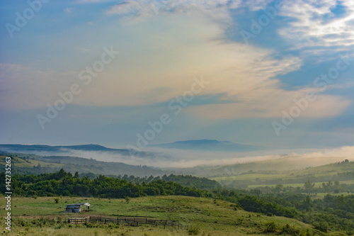 Sunrise over Hateg County ,Carpathian Mountains, Romania