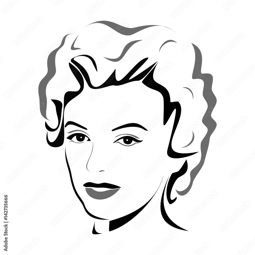 Beauty logo. Woman's face. Abstract concept. Flat design. Vector illustration on white background.