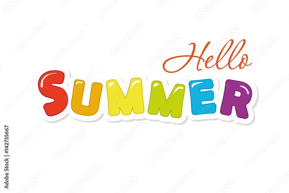 Hello summer festive colorful letters. Hello summer festive colorful letters.