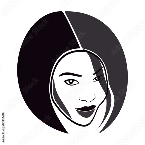 Beauty logo. Woman's face. Abstract concept. Flat design. Vector illustration on white background.