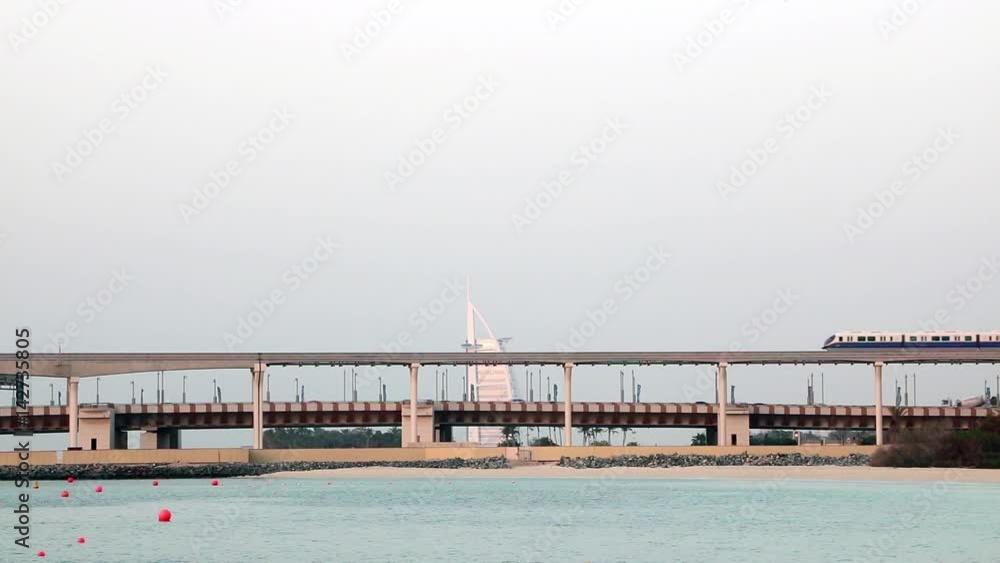 Palm Jumeirah monorail train, horizontal sequence video Palm Jumeirah monorail train, horizontal sequence video
