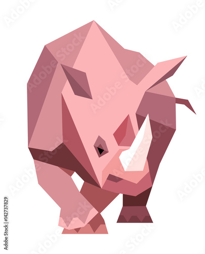 Pink rhinoceros in a geometric style