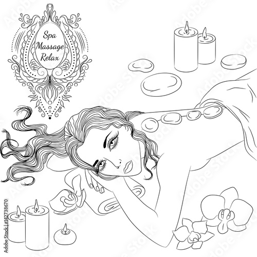 Stone massage line art