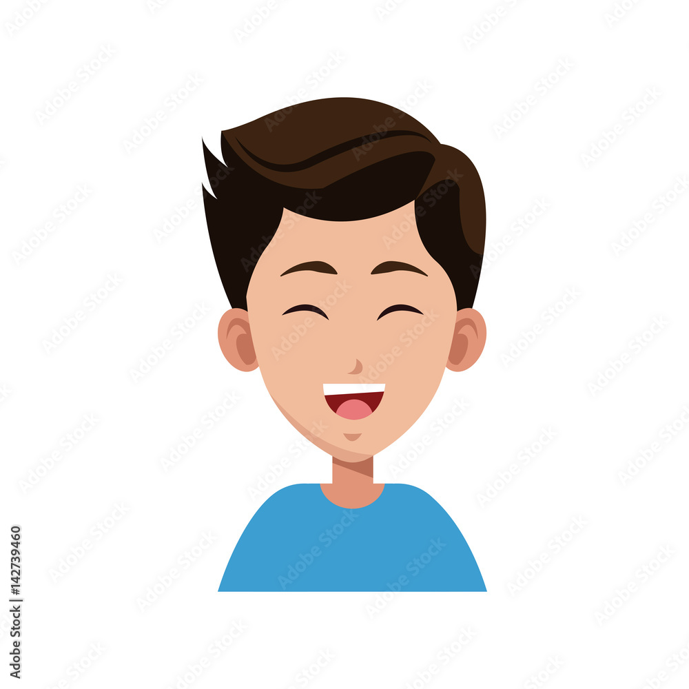 happy boy cartoon icon over white background. colorful design. vector illustration