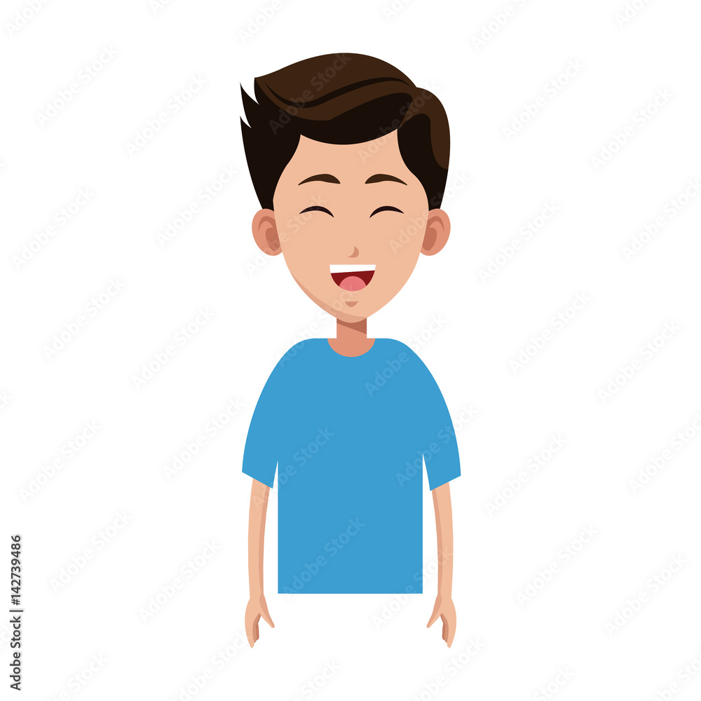 happy boy cartoon icon over white background. colorful design. vector illustration