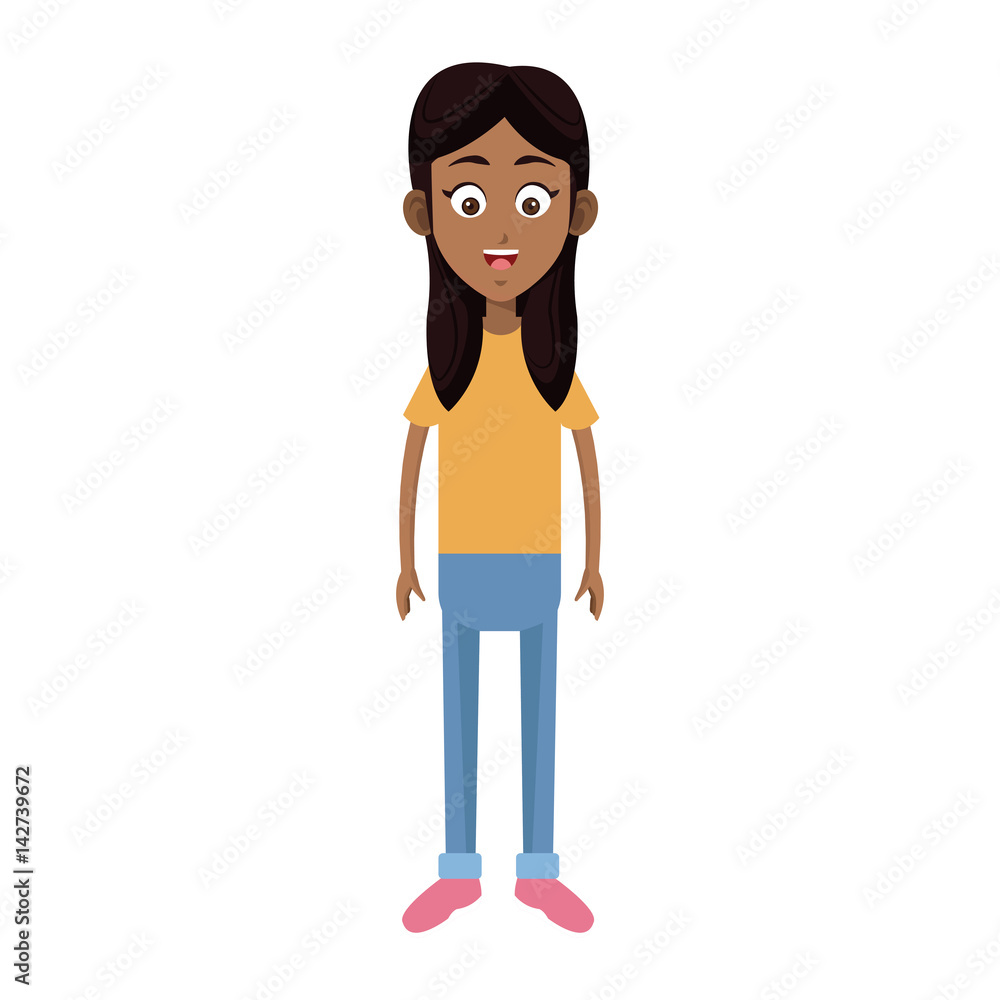 girl wearing casual clothes cartoon icon over white background. colorful design. vector illustration girl wearing casual clothes cartoon icon over white background. colorful design. vector illustration