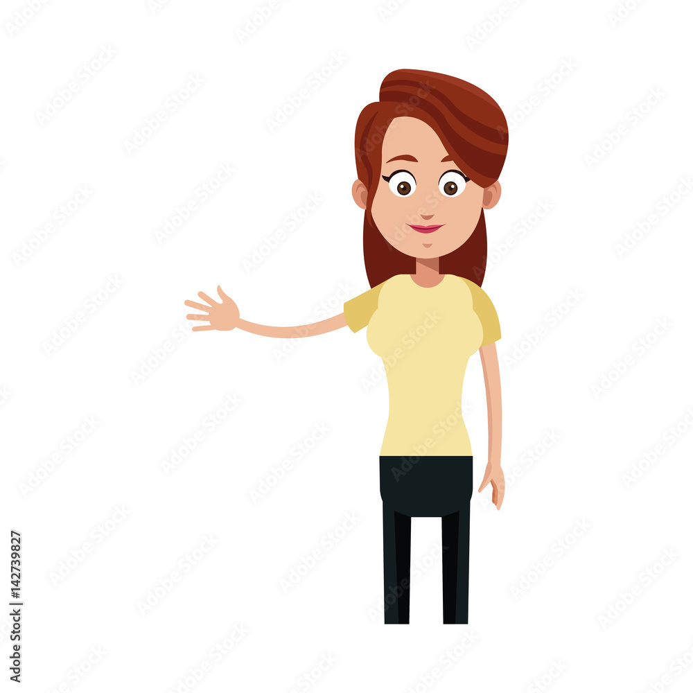 happy woman wearing casual clothes cartoon icon over white background. colorful design. vector illustration happy woman wearing casual clothes cartoon icon over white background. colorful design. vector illustration
