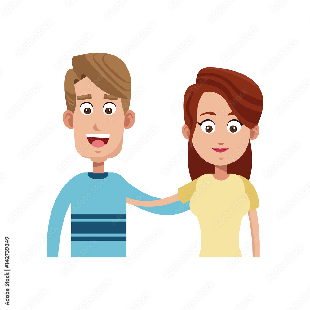 happy couple cartoon icon over white background. colorful design. vector illustration happy couple cartoon icon over white background. colorful design. vector illustration