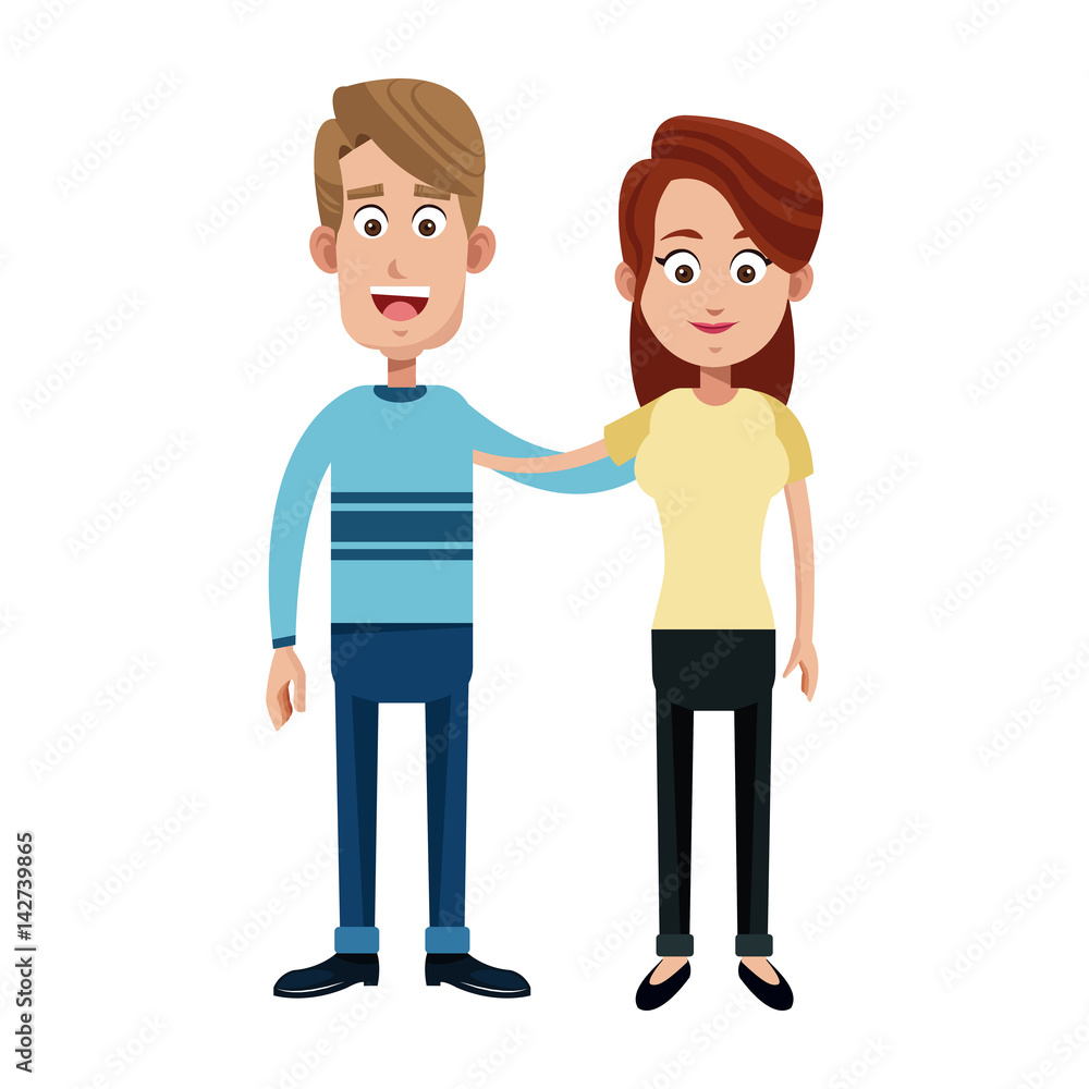 Fototapeta premium happy couple cartoon icon over white background. colorful design. vector illustration